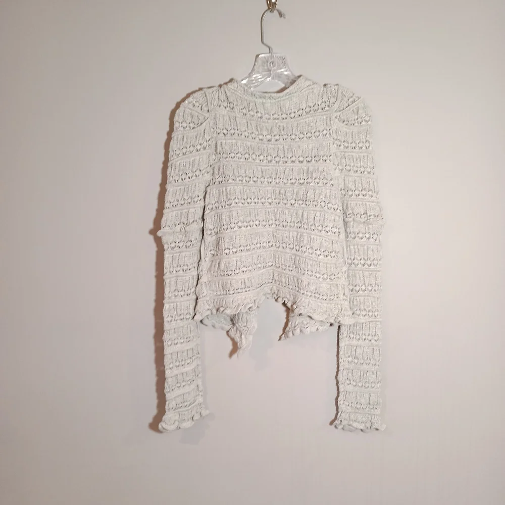 Free People Wild Roses Cardigan Cream Grey Size L - Picture 3 of 6